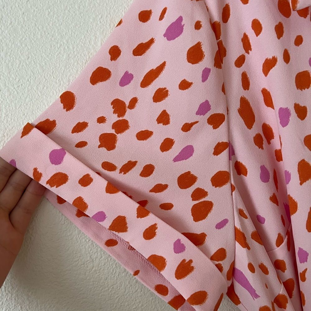 Eloquii Pink Maxi Shirt Dress with Orange Spot Print - Picture 5 of 8